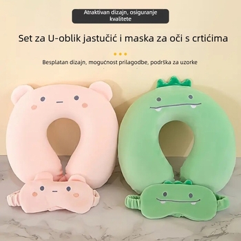 U-oblikovana jastučnica s maskom za oči, memorijska pjena, spandeks tkanina, crtani stil, za odrasle
