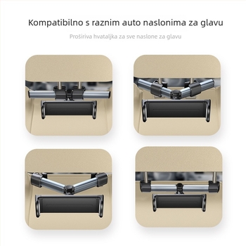 Držač za telefon i tablet na stražnjoj naslonjači automobila — univerzalan, Snap-On ugradnja, za stražnji naslon, drži telefon i tablet, prilagodljiv (univerzalno; Snap-On ugradnja; stražnji naslon; drži telefon i tablet; prilagodljiv)