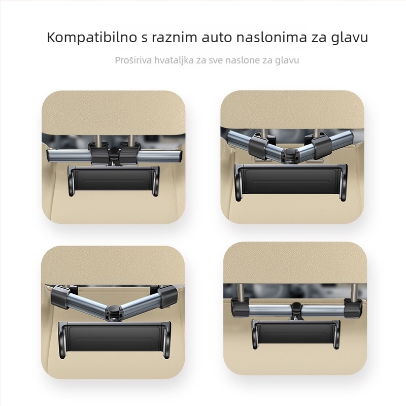 Držač za telefon i tablet na stražnjoj naslonjači automobila — univerzalan, Snap-On ugradnja, za stražnji naslon, drži telefon i tablet, prilagodljiv (univerzalno; Snap-On ugradnja; stražnji naslon; drži telefon i tablet; prilagodljiv)