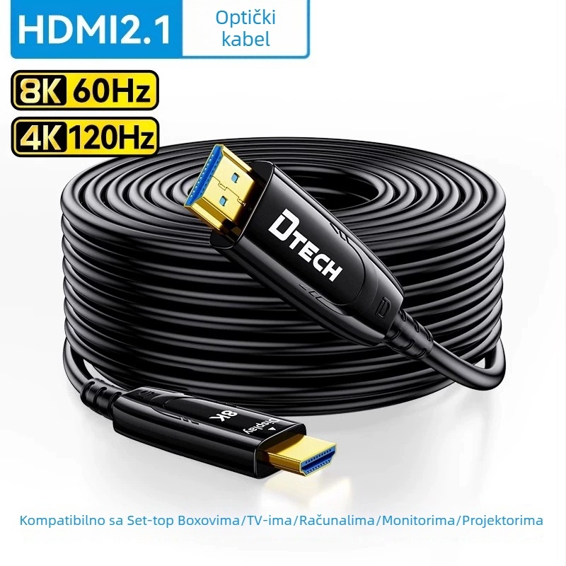 Optički HDMI kabel vlakna verzija 2.1, za PC i projekciju, podržava 8K/4K60Hz