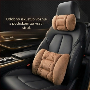 Set naslona za glavu i lumbalne podrške za automobil – vanjski sloj od velura, punjenje od mjehurićastog pamuka, CNC uzorak bušenja, univerzalna kompatibilnost