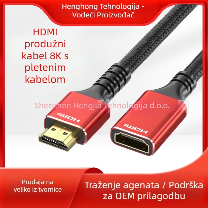 HDMI produžni kabel, muško–ženski, 4K podrška, adapter kabel, duljina 1,5 m