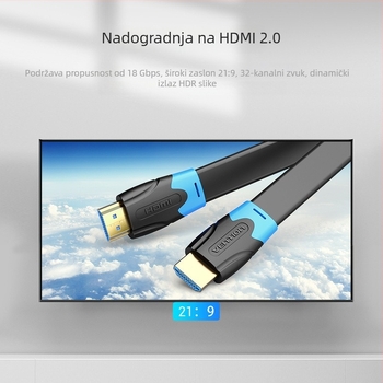 Weixun HDMI plošni kabel 2.0, 4K HDMI produžni kabel za TV, PC i set-top box, duljina 10 m