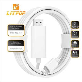 HDMI video adapter kabel 2K – 2 m, za Apple uređaje, bakreno obložena čelična žica, niklani konektori