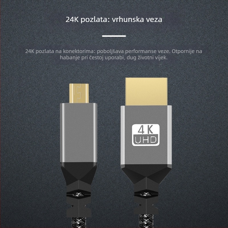 Kabel Micro HDMI na HDMI 2.0 za tablete, kamere, monitore i projektore – 4K veza