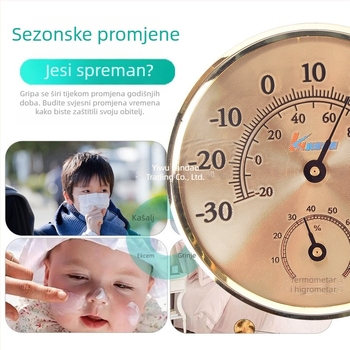 Analogni mjerač temperature i vlage za kućnu upotrebu s pokazivačem