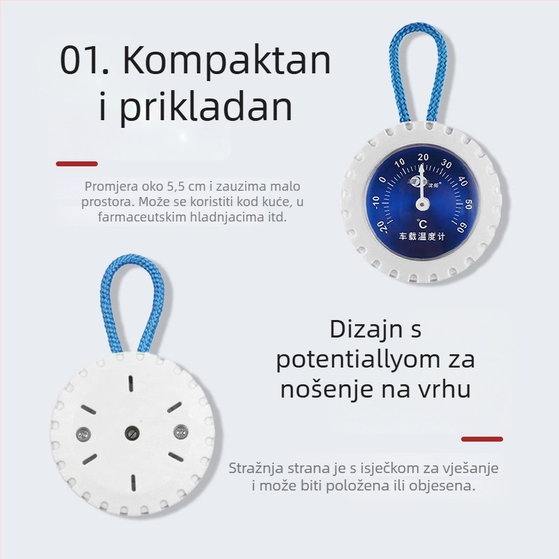 Analogni termometar s pokazivačem za automobil i unutarnju upotrebu, bez baterije, za kućne ljubimce i inkubator reptila, PVC+metal+ABS, aksijalni tip, JJG202-2005