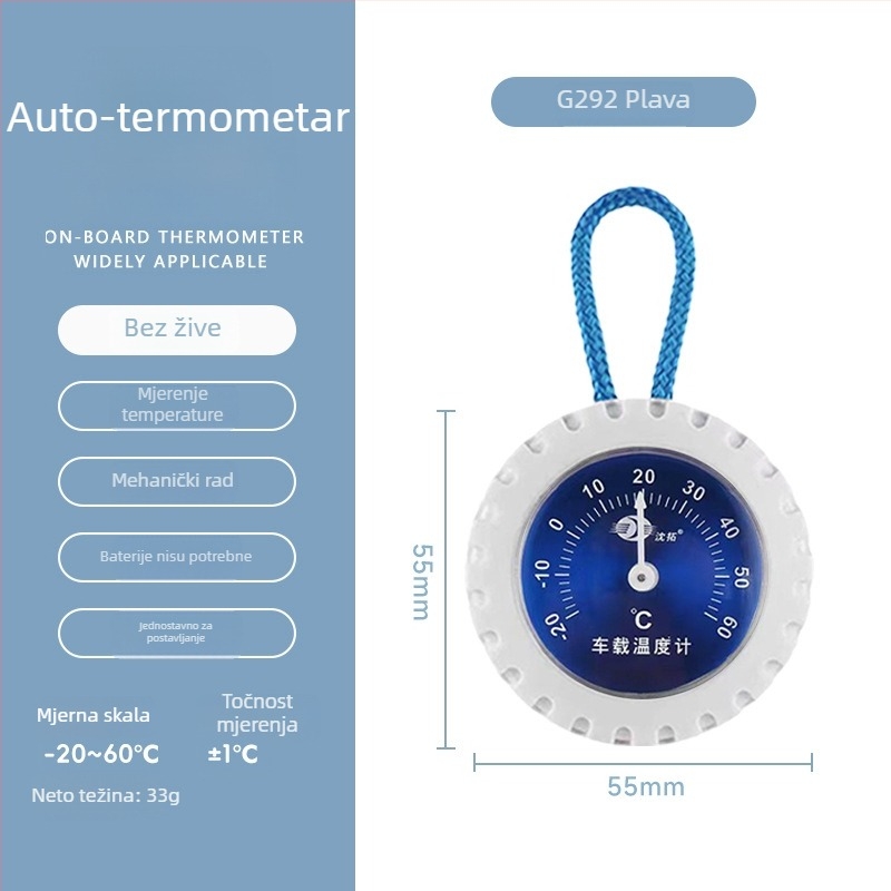 Analogni termometar s pokazivačem za automobil i unutarnju upotrebu, bez baterije, za kućne ljubimce i inkubator reptila, PVC+metal+ABS, aksijalni tip, JJG202-2005