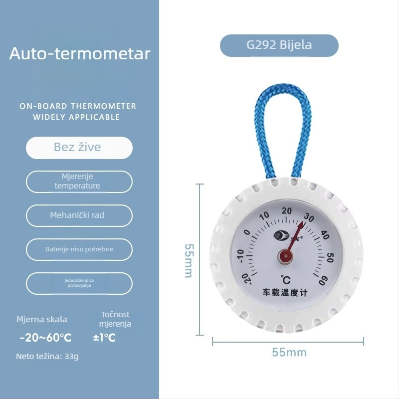 Analogni termometar s pokazivačem za automobil i unutarnju upotrebu, bez baterije, za kućne ljubimce i inkubator reptila, PVC+metal+ABS, aksijalni tip, JJG202-2005