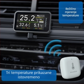 Rhundo digitalni termometar i higrometar za auto s LCD zaslonom