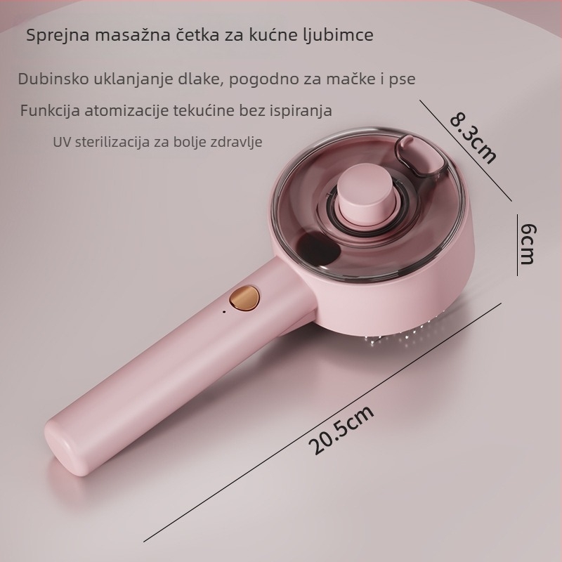 Novi sprej-masažni češalj za kućne ljubimce, jednim gumbom za uklanjanje dlaka i samoočistivim dizajnom — češalj za njegu u obliku mačke za pse i mačke