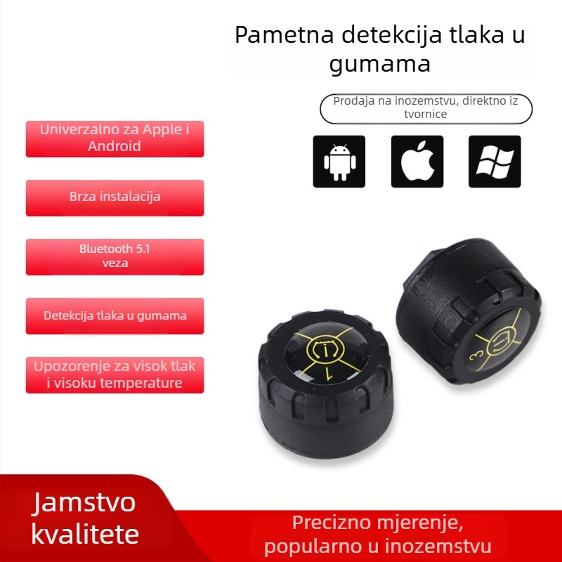 TAJC TPMS s Bluetooth aplikacijom, vanjski prenosni sustav za praćenje tlaka u gumama, visoko precizan manometar, univerzalna kompatibilnost