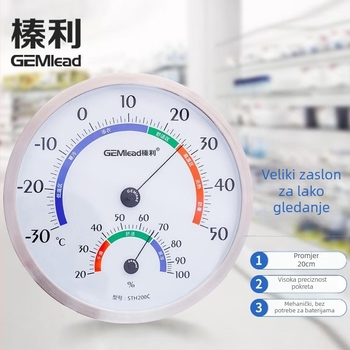 GEMlead termohigrometar visoke preciznosti, model Sth200c, za unutarnju upotrebu: dom, ured, industrija, ljekarna