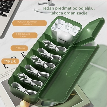 Kutija za pohranu stolnih kablova s poklopcem i pregradnim odjeljcima (PP materijal, moderni minimalistički stil, za stolno i dnevno boravak, Autonomy branda, lansirana 2023.)