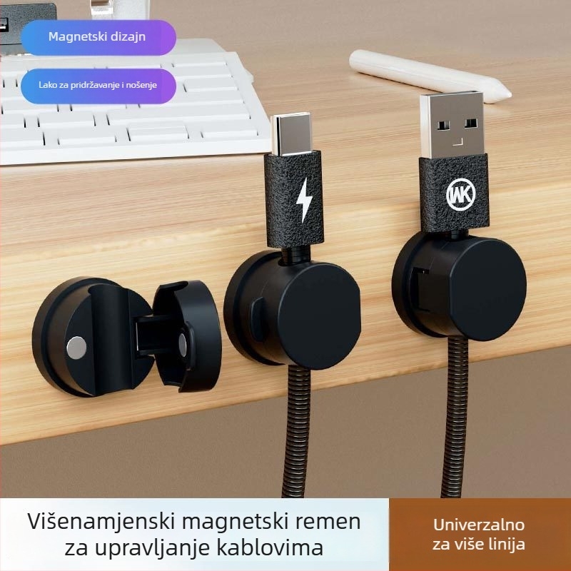 Magnetski organizator kablova za stolnu i zidnu montažu — ABS + snažan magnet, japanski stil, držač kablova i klipsa za pohranu