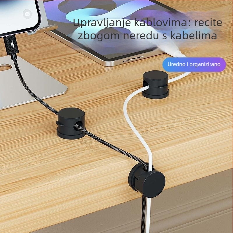 Magnetski organizator kablova za stolnu i zidnu montažu — ABS + snažan magnet, japanski stil, držač kablova i klipsa za pohranu