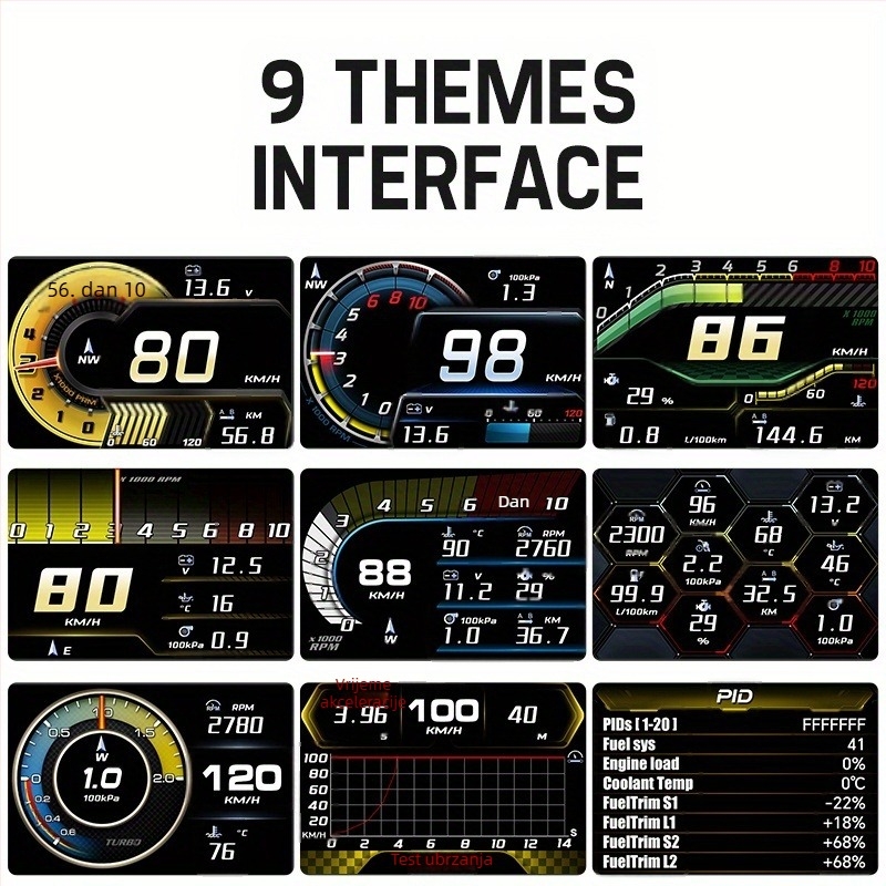 OBD LCD Višefunkcionalna instrument ploča: temperatura vode, turbo mjerač, tahometar, temperatura ulja, mjerač napona (12V)