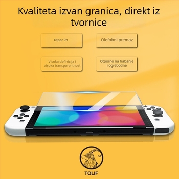 Zaštitno staklo za Nintendo Switch OLED — 0,3 mm, HD prozirnost, otporan na otiske prstiju, otpornost na padove, potpuno pokriće