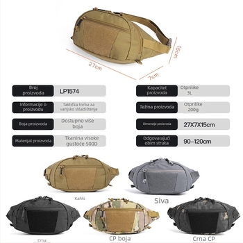 Pojasna torba za sport za aktivnosti na otvorenom — Oxford tkanina, prozračna, vodootporna, otporna na habanje, unisex