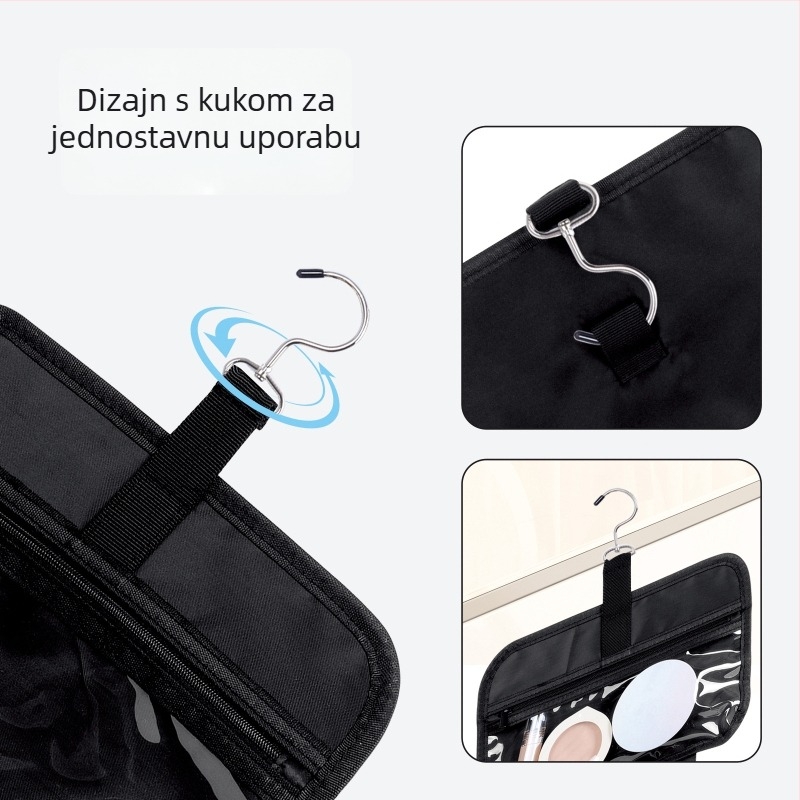 Vodootporna torbica za toaletne potrebe s kukom za kačenje, veliki kapacitet, poliester, unisex – za putovanja i kućno skladištenje