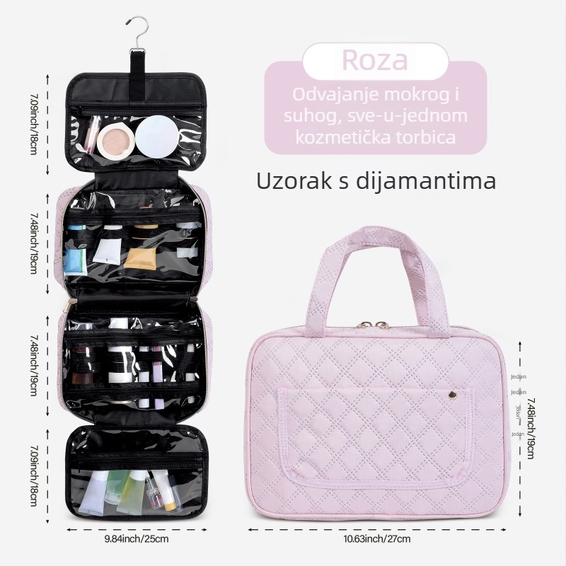 Vodootporna torbica za toaletne potrebe s kukom za kačenje, veliki kapacitet, poliester, unisex – za putovanja i kućno skladištenje