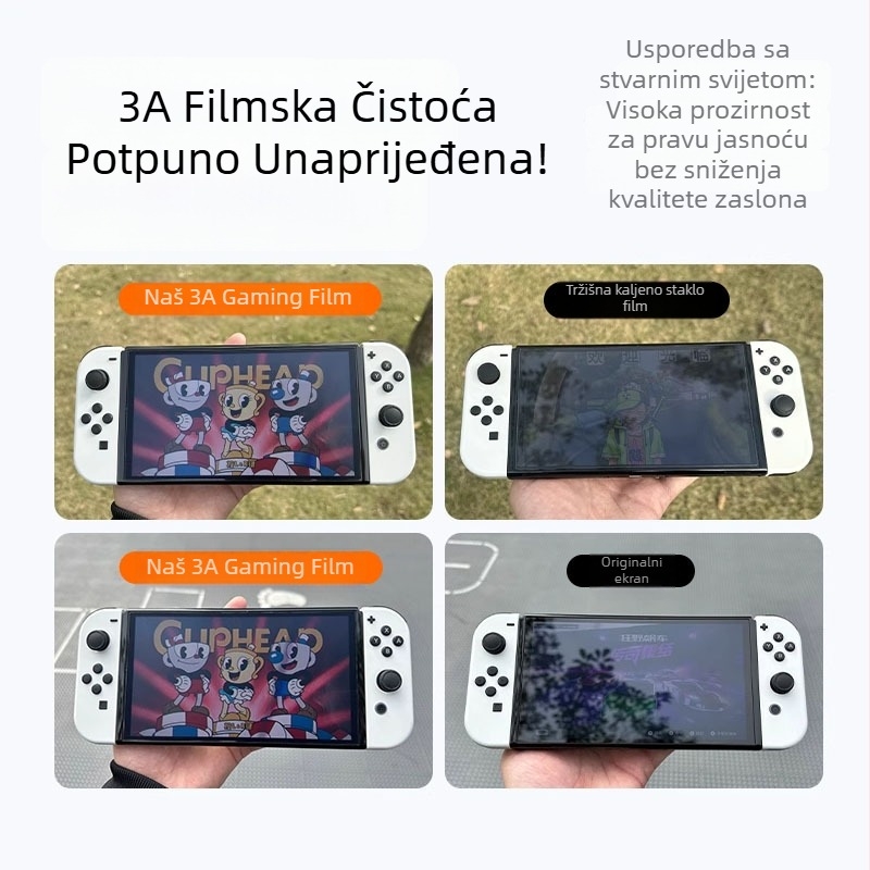 AR zaštitni film za zaslon Nintendo Switch OLED/Lite – anti-reflektivni film, 0,16 mm, 96% propusnost, kompatibilan Switch2