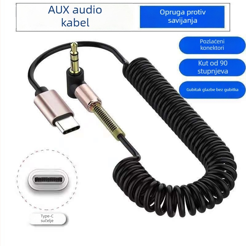 Kabel za auto audio Type-C na 3,5 mm muški konektor AUX
