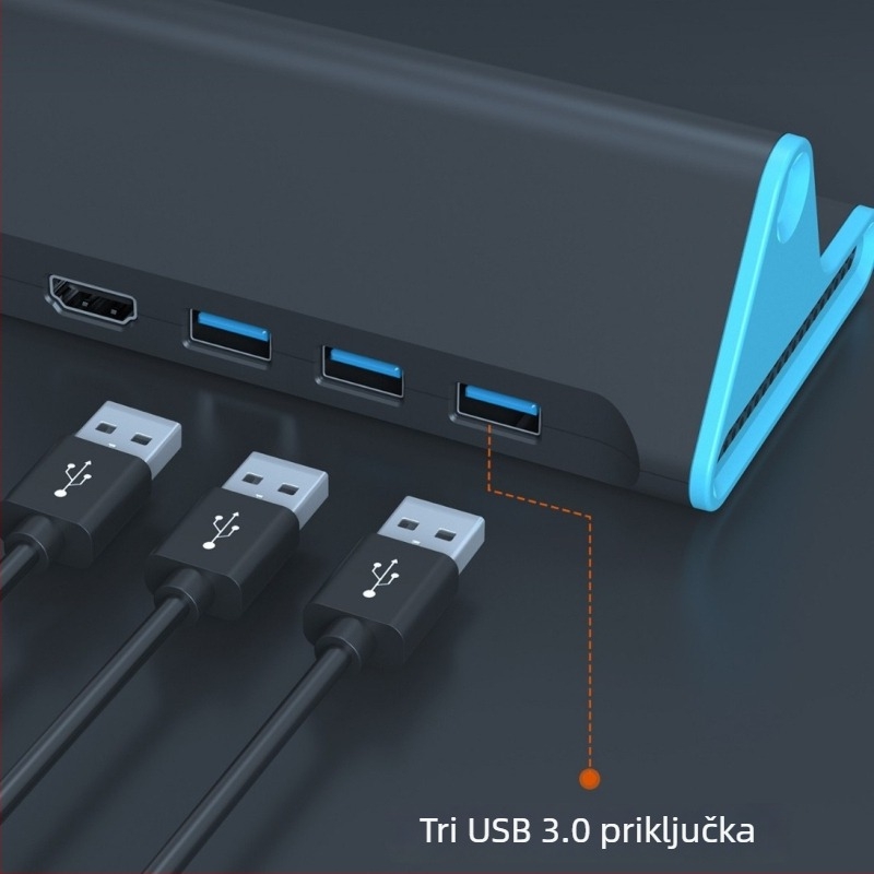 Switch2 projekcijski dok s mrežnim sučeljem, PD brzo punjenje, TV način, HD konverter, plug-and-play