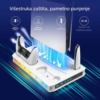 PS5 Pro/Slim hlađenje stalak s punjenjem kontrolera i spremnikom za pohranu — Model Mz-8041, USB sučelje, kompatibilan sa svim PS5 verzijama