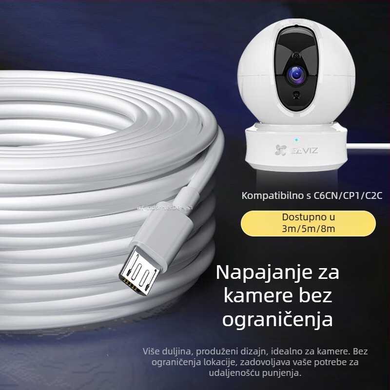 Android USB-C produžni kabel za punjenje 3m/5m/10m za Ezviz 360 Xiaomi nadzornu kameru