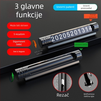 Privremeni znak za parkiranje od aluminijske legure sa skrivenim sigurnosnim čekićem i rezačem – broj parkirne kartice, Guangdong porijeklo, QB.DESIGN/Joba DESIGN