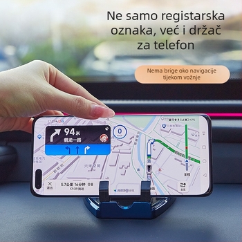 Yabaifa J2 Auto držač za telefon — plastični držač za ploču, 4-u-1 auto dodatak s aromaterapijom i znakom za parkiranje, prilagodljiv