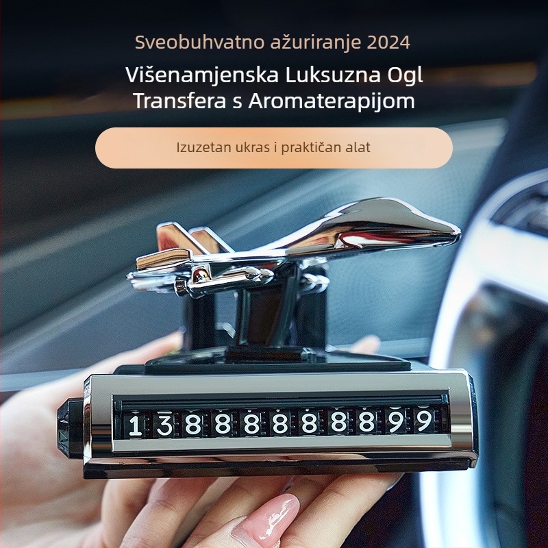 Yabaifa J2 Auto držač za telefon — plastični držač za ploču, 4-u-1 auto dodatak s aromaterapijom i znakom za parkiranje, prilagodljiv