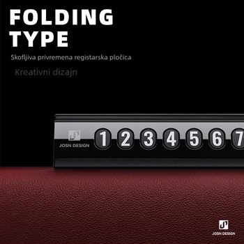 Privremena pločica za parkiranje vozila s metalnom složenom konstrukcijom, skriveni tip, model H-14; materijal: metal; otisak logotipa: da; obrada i personalizacija: da; ovlaštena privatna marka: da