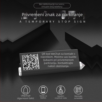 Auto držač za telefon 4 u 1 s QR kodom, aromaterapija, privremena tablica za parkiranje, metalni, model 023, moguć prilagođeni logotip