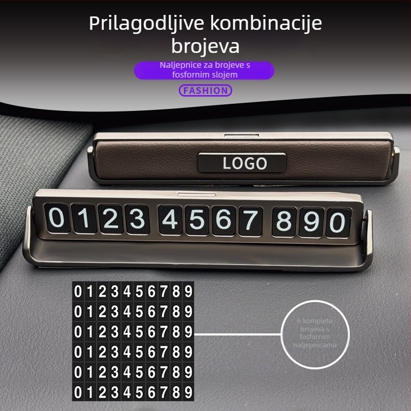 Privremena karta za parkiranje autom – metal, model FZ-804, prilagodljiva, tiskani logo