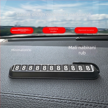 Skriveni svjetleći privremeni znak za parkiranje s telefonskim brojem, model 392, plastika, tiskano logo OK