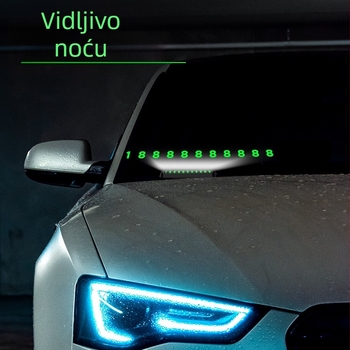 Skriveni svjetleći privremeni znak za parkiranje s telefonskim brojem, model 392, plastika, tiskano logo OK