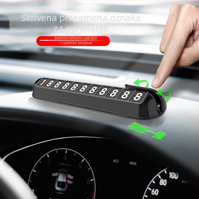 Skriveni svjetleći privremeni znak za parkiranje s telefonskim brojem, model 392, plastika, tiskano logo OK