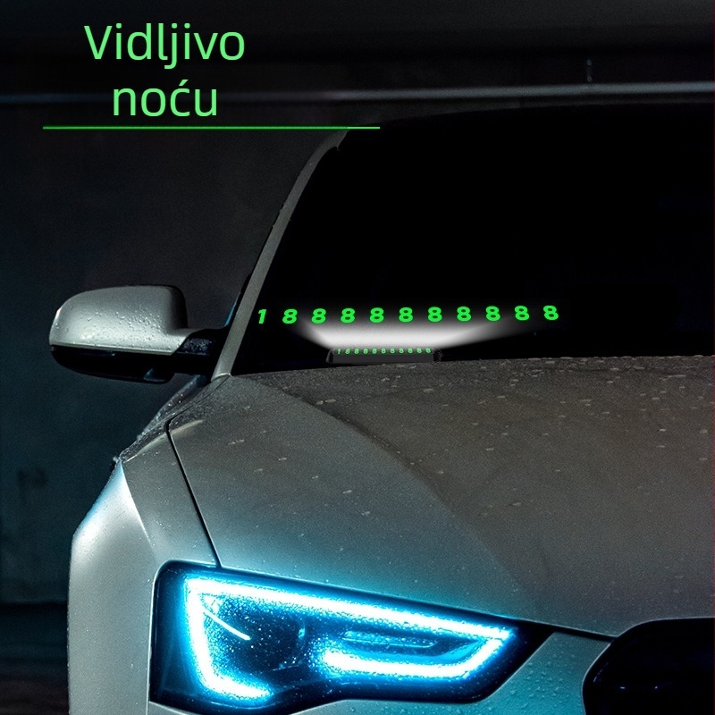 Skriveni svjetleći privremeni znak za parkiranje s telefonskim brojem, model 392, plastika, tiskano logo OK