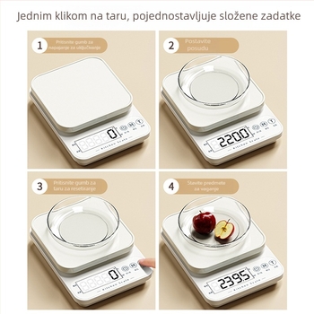 Wise A03 kuhinjski vaga, visoko precizno elektroničko vaganje, raspon 1 g-10 kg, napajanje s 2 AA baterijama