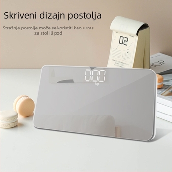 Vaga za tjelesnu težinu sa ogledalom, kompaktna prijenosna digitalna vaga za kućnu upotrebu, točno mjerenje težine