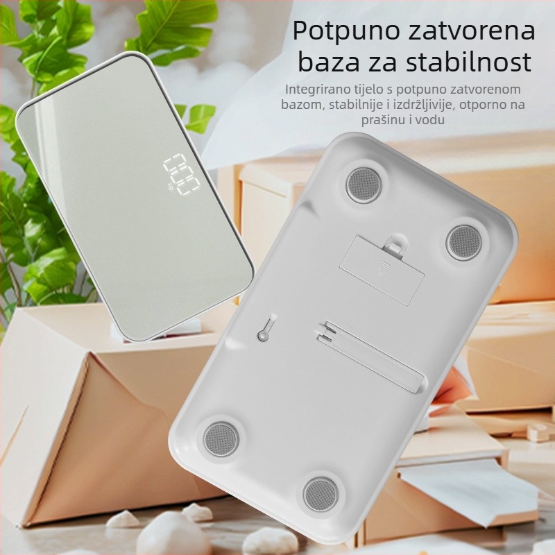 Vaga za tjelesnu težinu sa ogledalom, kompaktna prijenosna digitalna vaga za kućnu upotrebu, točno mjerenje težine