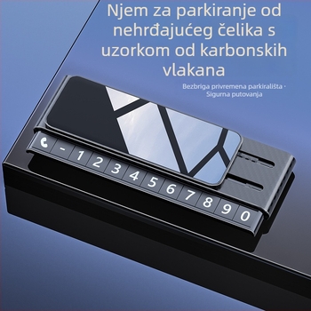 Skrivena privremena pločica za parkiranje autom s telefonskim brojem i otisnutim logotipom, znak od nehrđajućeg čelika