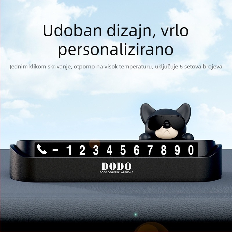 Dodo dog Skriveni nosač registarske oznake automobila — plastični, za privremeno parkiranje, prikazuje broj telefona