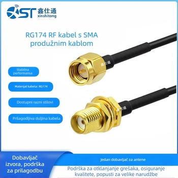 Antenska RF adapter kabel, RG174/RG316 koaksijalni, SMA muški– SMA ženski produžetak, prilagodljiva duljina, model 0364