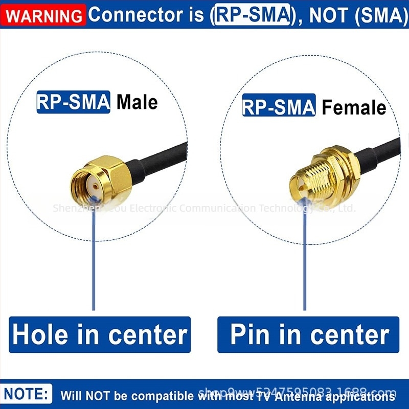 Teo RG174 RP-SMA antena produžni kabel, RP-SMA muški/ženski konektor, 50 ohm, 5 dBi, SWR ≤ 1.5