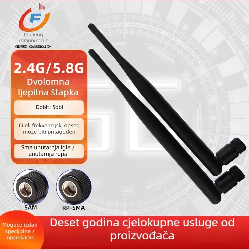 5 dB ljepilasta štapić antena, dvopojasna 2.4/5.8 GHz, sklopiva za GPRS/WiFi rutere