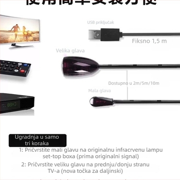 Univerzalni IR repetitor za Set-Top Box — USB prijemnik signala daljinskog upravljača, produžni kabel