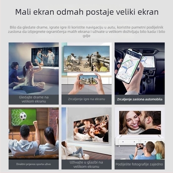 Bežični HDMI prijemnik za prikazivanje zaslona s mobitela na TV, 480p, 128 MB memorije, Wi‑Fi, model 2025